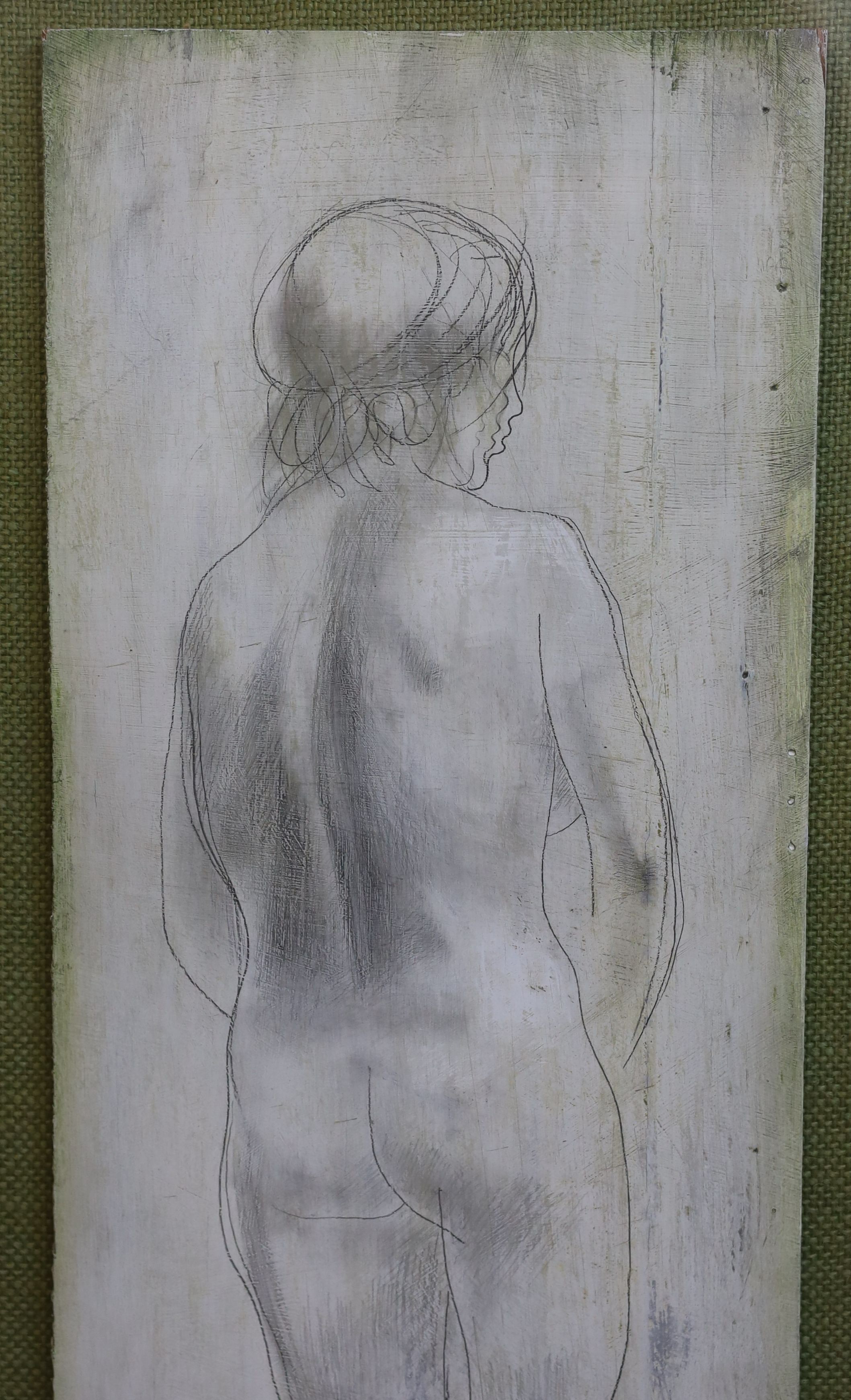 Dame Barbara Hepworth (1903-1975), 'Girl (Pillar) 1949', oil and pencil on board, 68 x 22cm